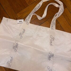 NWT PINK Victoria's Secret Sparkling White Tote